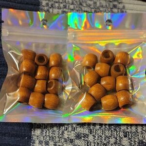 Light Brown Or Tan Wooden Glossy Craft Beads (One Package)